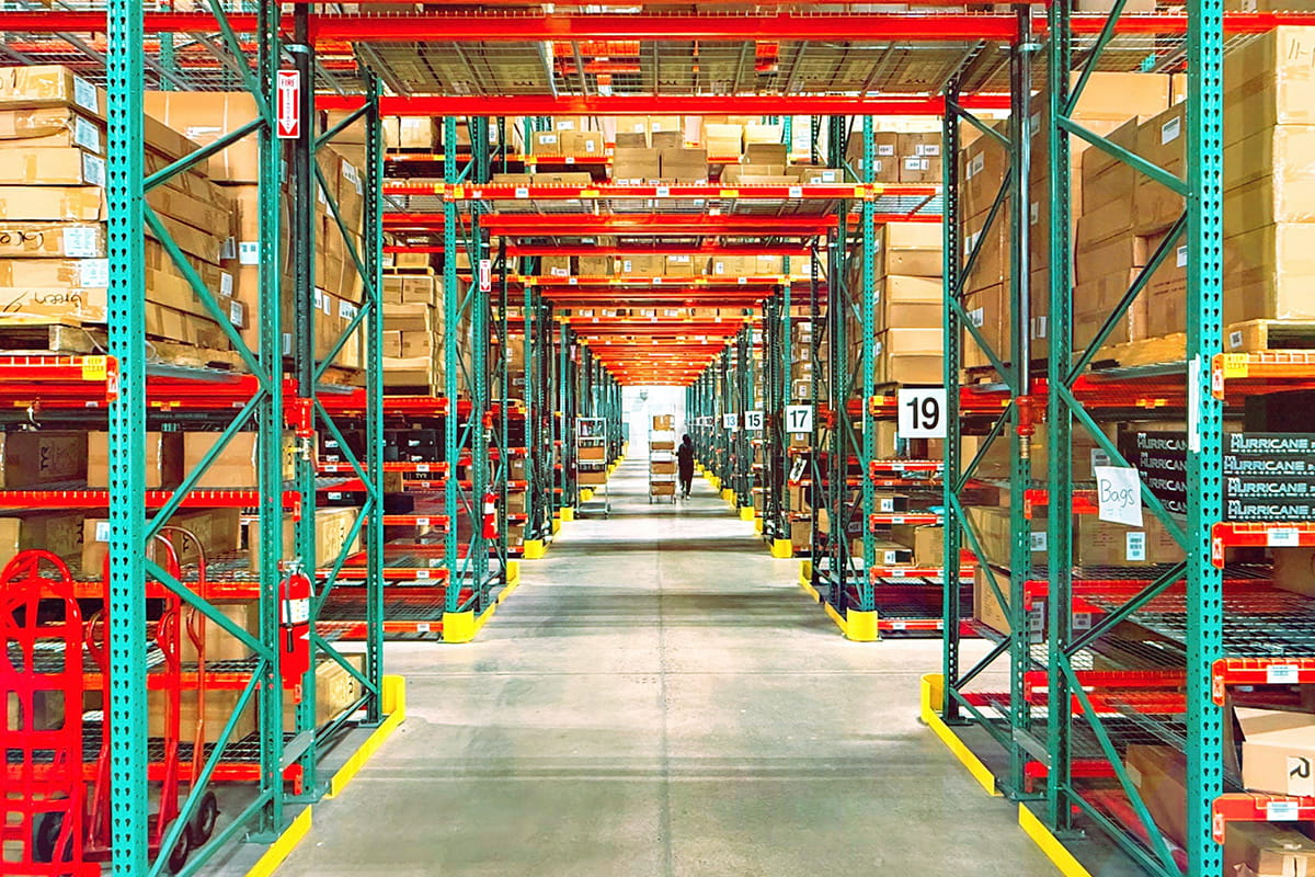 warehouse with red rafters